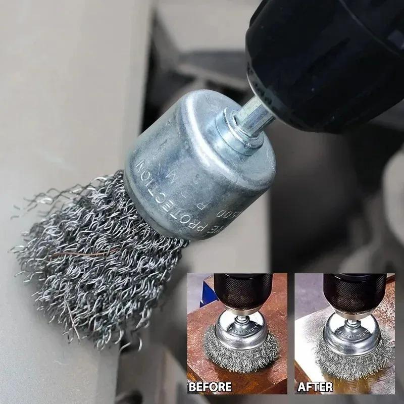 Hex Handle Electric Steel Wire Brush Stainless Steel Wire Brushes Silver Gold Rust Removal Polishing Wheel Brush Cleaning Tools