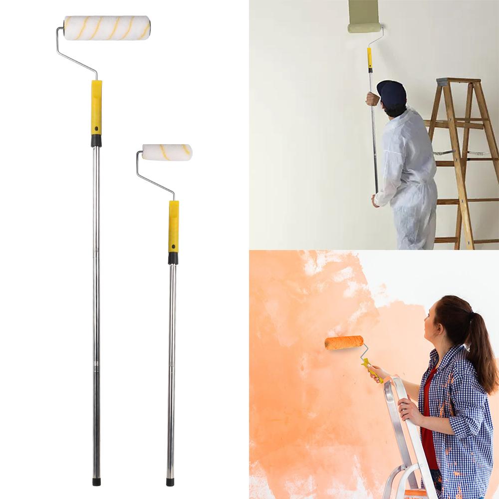 Paint Roller Set with Extension Pole, Tray, and Brush - Yellow/White