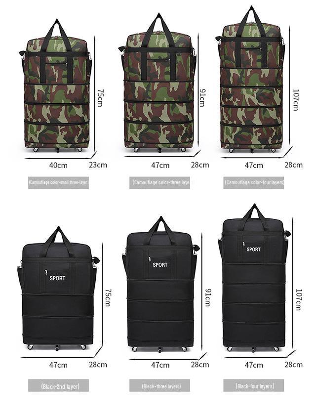 Geantă de călătorie pliabilă de mare capacitate cu roți universale - Bagaj de check-in din pânză Oxford 158 Aviation