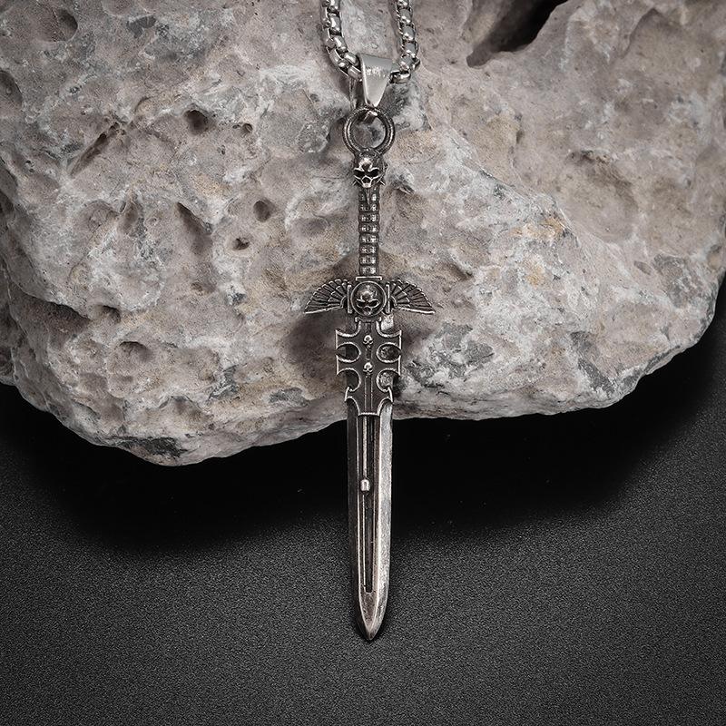 Hot Selling Accessories Big Sword Pendant Men's Punk Style Hip Hop Necklace Statement Accessories Necklace