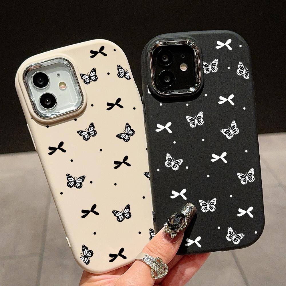 Ensfarget Sølvkant Linse Myk Flytende Silikon Støtsikkert Telefondeksel for iPhone Samsung Huawei Honor Xiaomi Redmi OPPO Realme Vivo Infinix Tecno