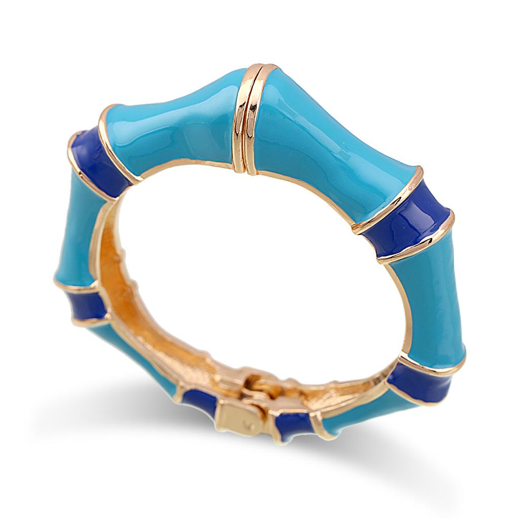 New Fashion Statement Colorful Bangle Cuff Bracelet Gold Plated Handmade Enameled Bamboo Bangle for Women Girls Party Jewelry