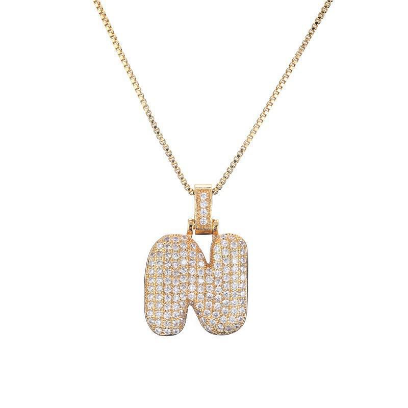 

Cross-border Hip-Hop Copper Micro-Paved Zircon Alphabet Pendant - Rap Fashion Fat Letter Accessory