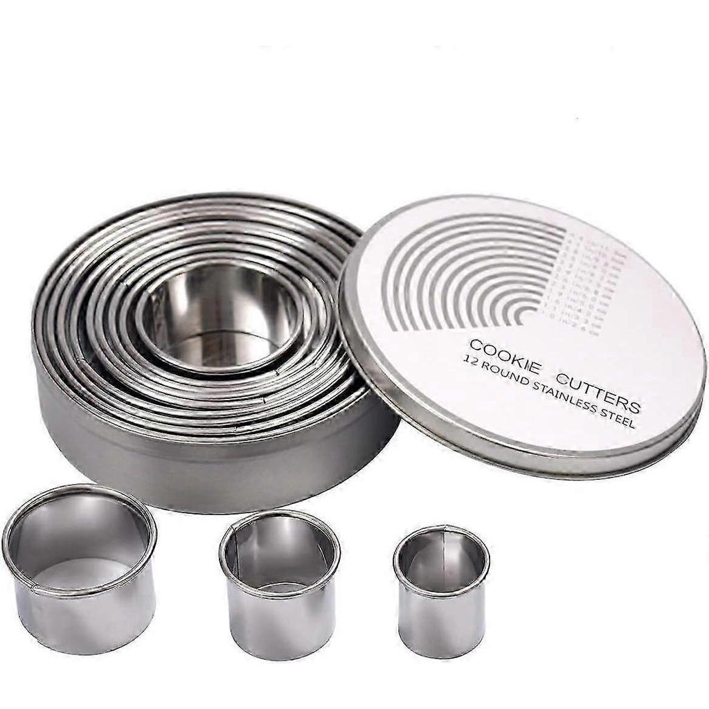 12PCS Round Circle Pastry Cutters Kitchen Cookie Cutters for Cookies Sugar Paste Cakes Biscuit Cookie Cutter