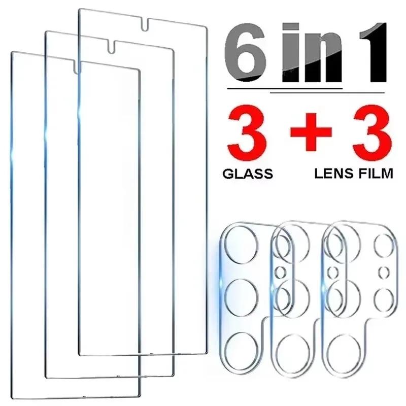 6 In 1 Tempered Glass For Samsung Galaxy S25 S24 Ultra Plus Screen Protector Film Camera Lens Film Anti Scratch Protective Films