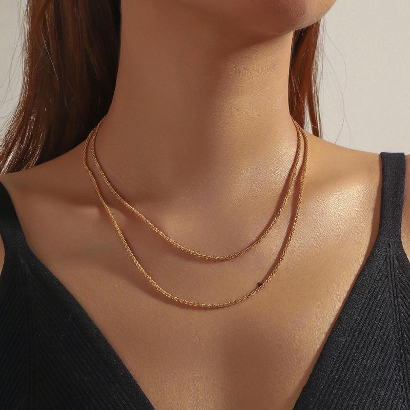 Gypsophila Sparkling Light Italian Clavicle Necklace for Women - Simple Shining Stackable Chain