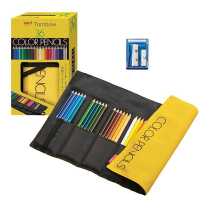 Tombow Colored Pencils 36 Colors In Roll Case and Compact Comes with Mini Pencil Sharpener (Light Storage) MJ-CRNQ36CQAAZ