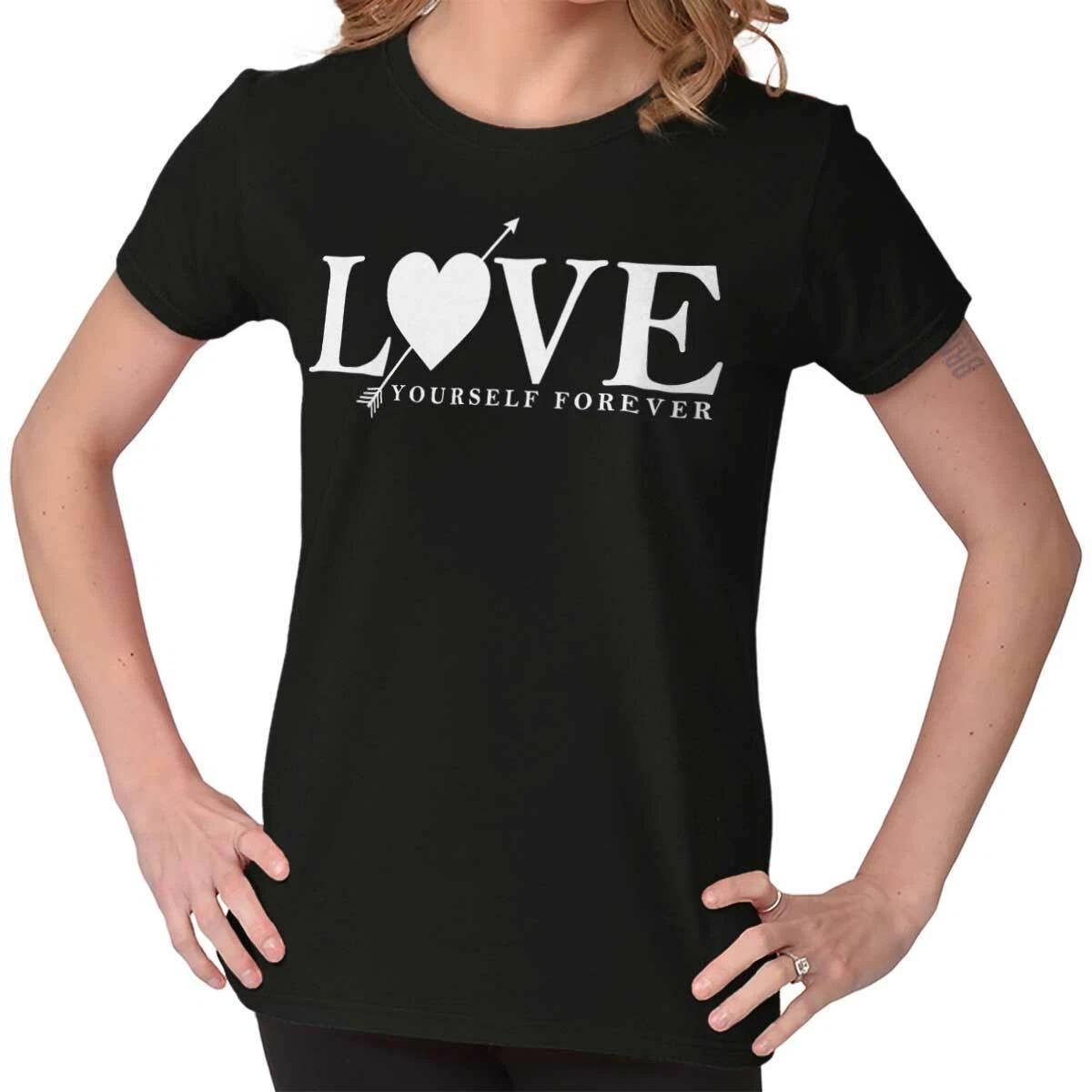 Love Yourself Forever Inspirational Positive Womens Top Junior Graphic Tee XXL