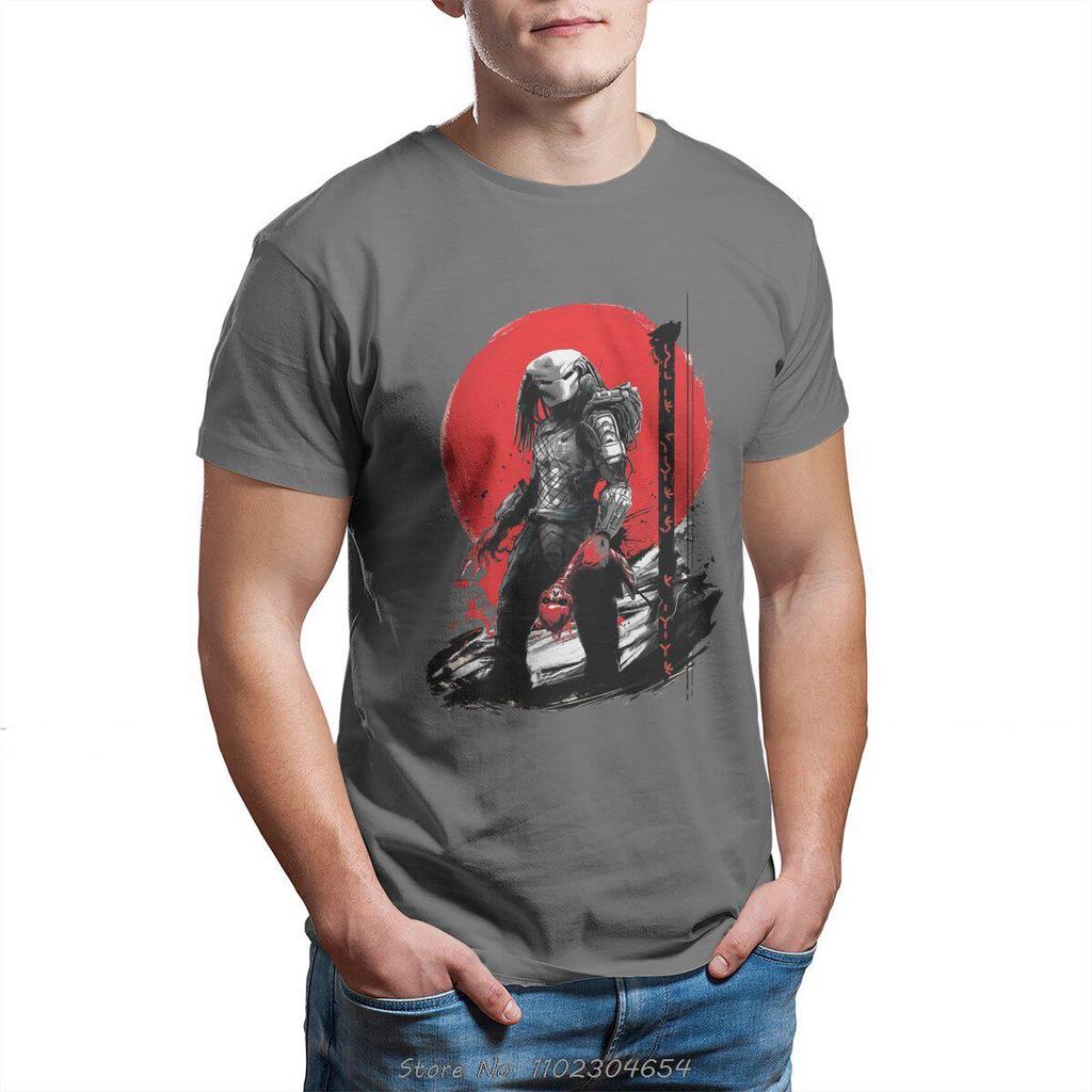 Camiseta Top de Algodón Oversized de la Película de Terror Predator de la Luna del Cazador Ofertas Tops para Hombre Casual Camiseta para Hombre Streetwear Harajuku