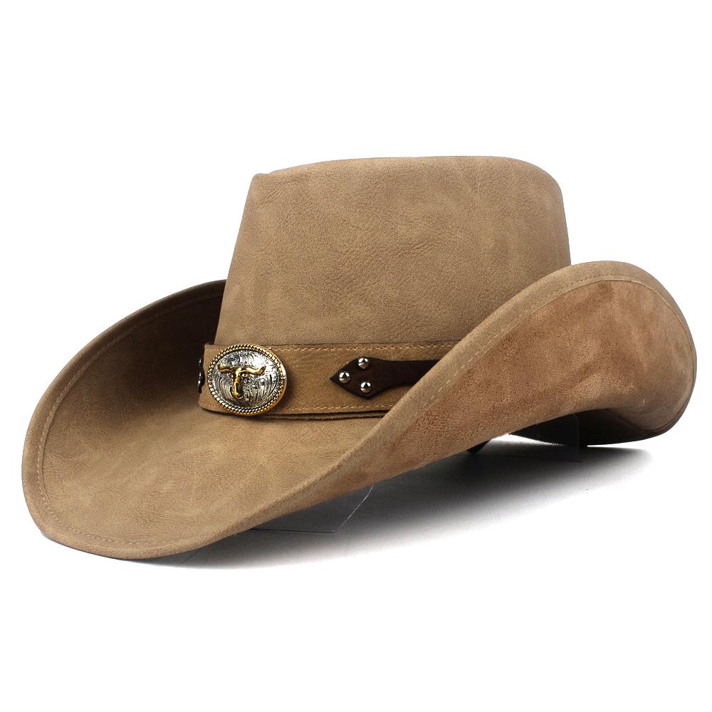 Pălărie de cowboy occidentală 100% din piele pentru bărbați, pentru gentleman, tată, Jazz, Sombrero Hombre, mărimea 58-59CM, stil 36