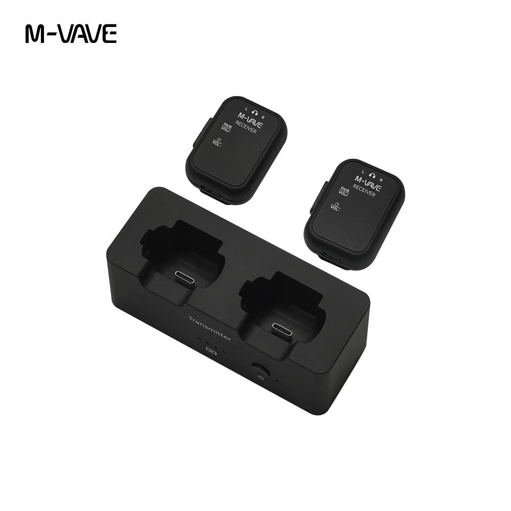 M-VAVE WP-12 2.4GHz Wireless IEM System/1 Transmitter 2 Receivers/3ms Latency/24H Playback/for Live Sound Monitoring Musician