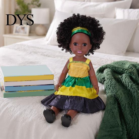 Realistic Black Girl Dolls 14 Inch Doll with Afro Hair, Soft Vinyl Posable Play for Girls Kids, Dress Up Fashion Toy Accessories, Gift Children