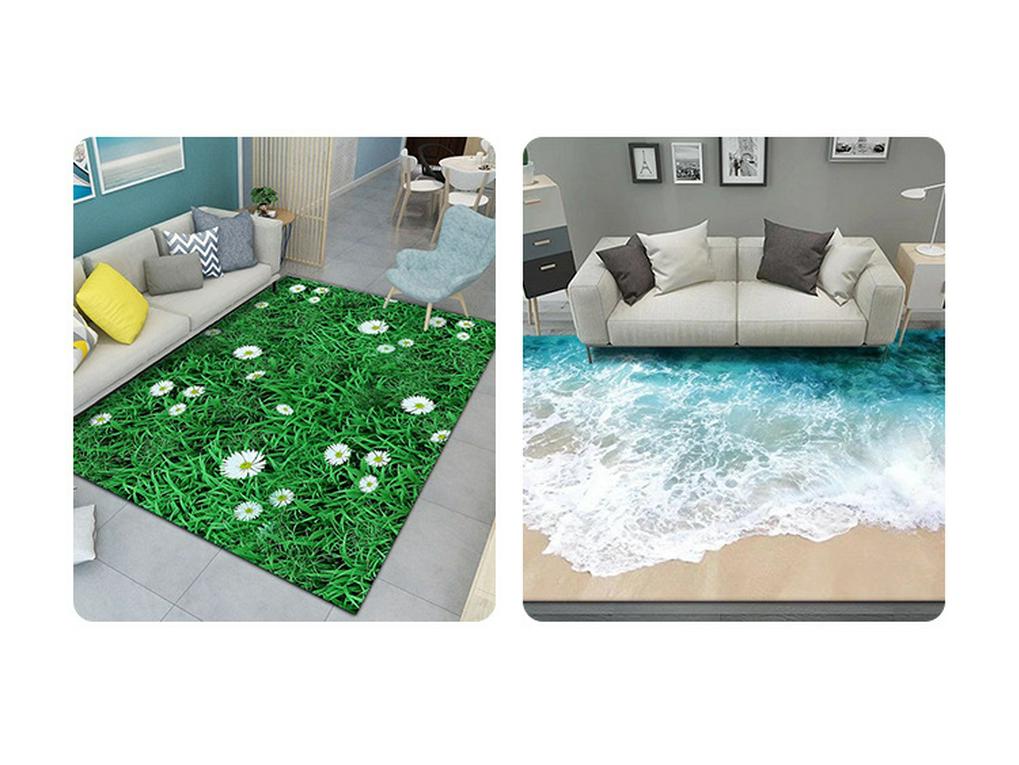 Rutschfester Wohnzimmerteppich aus Samt: Schmutzabweisend, Pflegeleicht, Kühl, Leise, Schlichter Stil