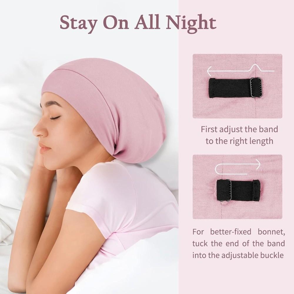 Satin Lining Baggy Hat Solid Color Women's Bonnets Casual Night Sleep Cap