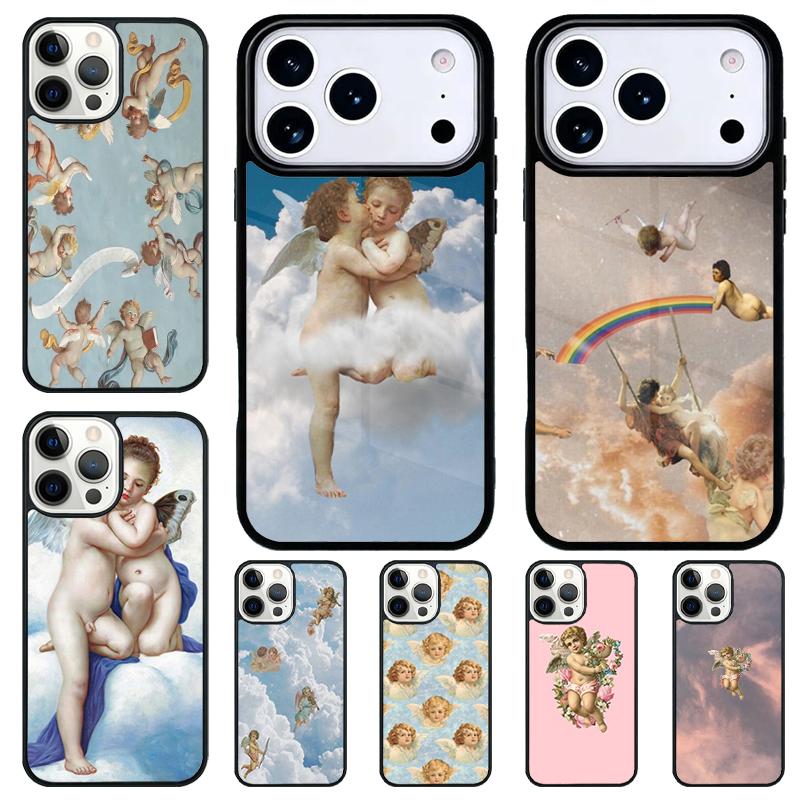 Vintage Painting Paradise Angel Shockproof Phone Case for iPhone 17 Air 16e 15 11 12 14 13 Pro Max Cover Coque
