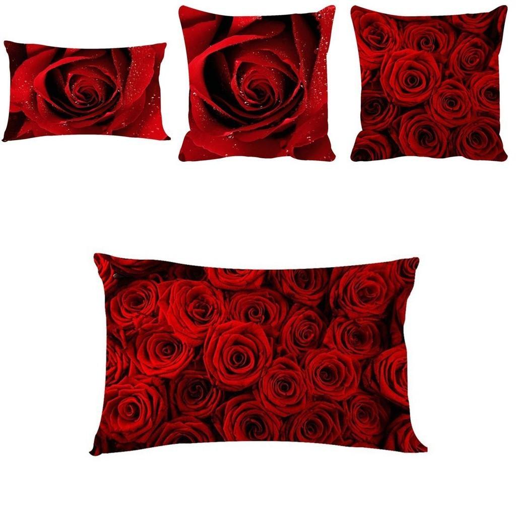 Elegantes Fundas de Almohada Románticas de Rosa en Poliéster Suave Perfectas Para Decoración del Hogar y Comodidad