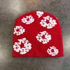 Hat Fashionable Knit With Floral Print And Warmth Function For Cold Use Seasons