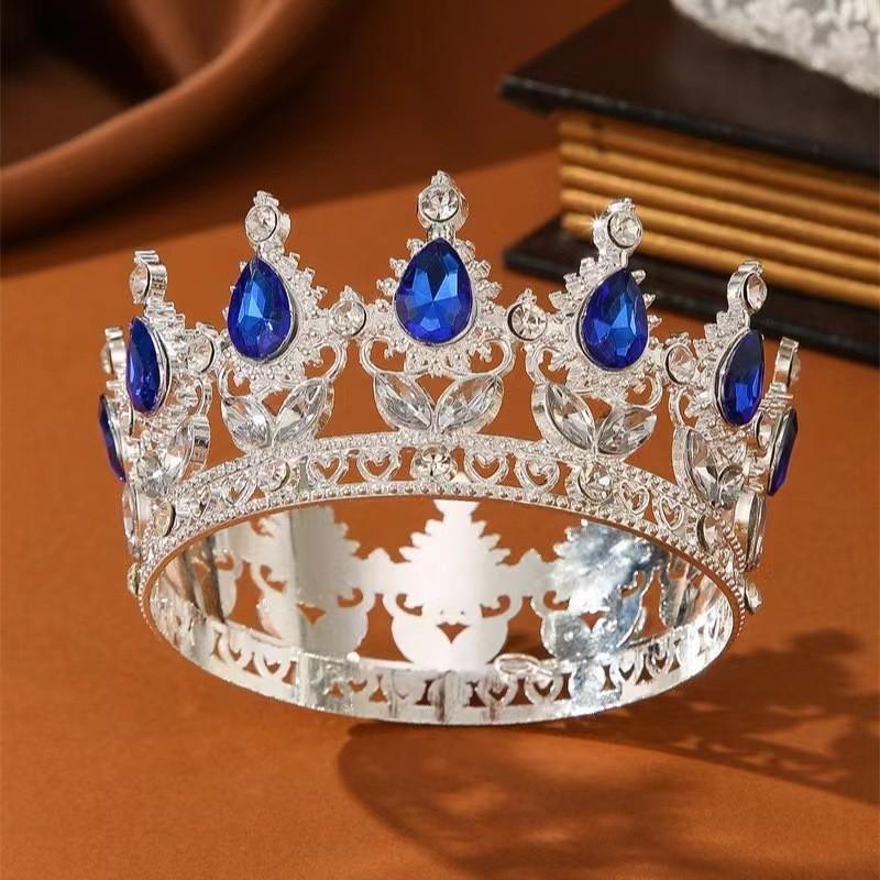 Baroque European Royal Crown: Round Alloy Headdress for 18th Birthday or Coming-of-Age Ceremony - Queen Style Headband