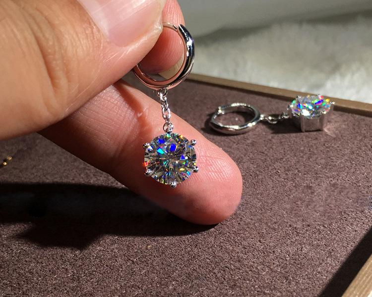 

New Fashion Sterling Silver Dazzling 6 Claw Zircon Heart Arrow Round Stud Earrings for Women Pendientes Oorbellen Best Gift срібний