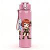 1PC Two Game Female Character Standing 750ml Color Plastic Sports Water Bottle Leakproof Flip Straw Lid Suitable for Sports Office Home Use