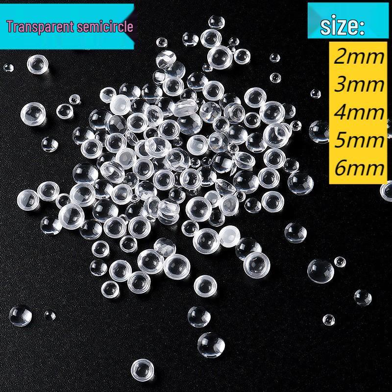 1.5mm-5mm Pearl White Resin Nail Art Stickers: Half-round, Flat-bottom, 3D Transparent Bubble & Teardrop Mermaid Beads
