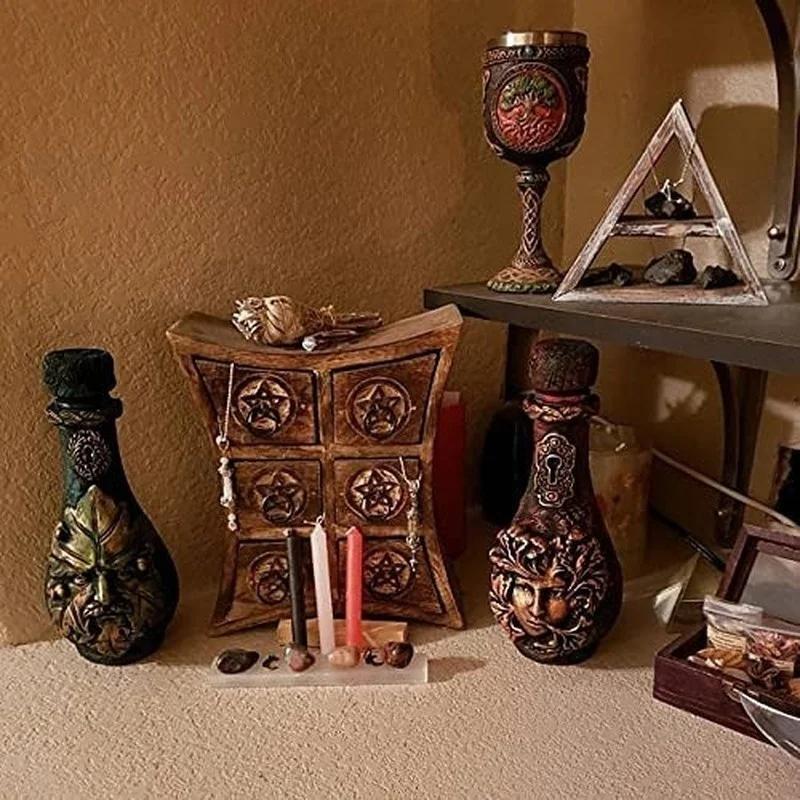New Witch Bottle Celestial Body Home Decoration Ornaments Moon Water Bottle Face Painting Teng Vase Resin Ornaments