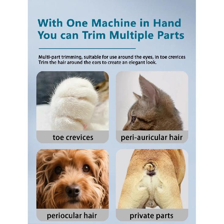 Pet Dog Electric Groomer Trimmer with LED Light Waterproof Pet Foot Hair Trimmer Low Noise Cat Dog Face Foot Ear Hip Paw Shaver