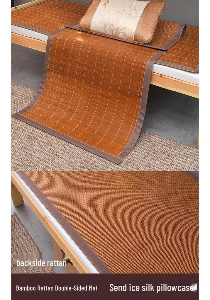 Dual-Sided Bamboo Straw Summer Mat for Student Dorms, Single & Bunk Beds - Home Ice Silk Cooling Mattress