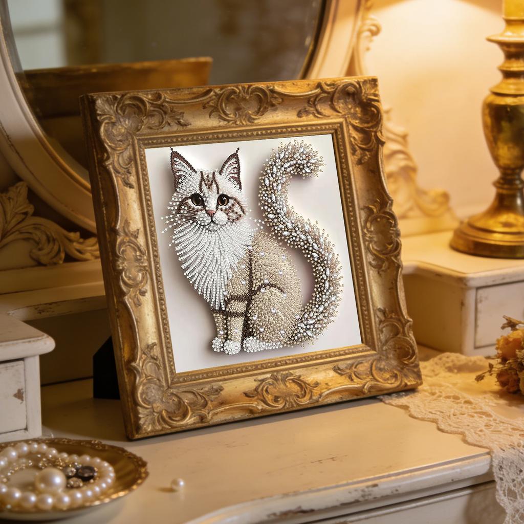 Kočka Speciální tvar DIY Částečné vrtání Diamantové tečky Drahokamové umělecké sady pro dospělé Domácí dekorace na stěnu Diamantové tečky Malby 11,81x11,81 palce