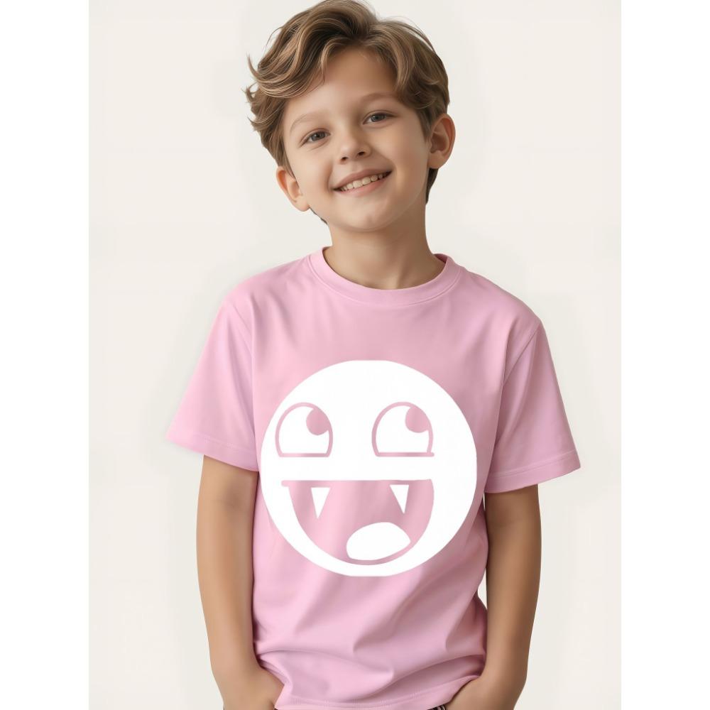 Children's Graphic T-shirt - Funny Print, Casual Round Neck T-shirt, Comfortable and Soft,