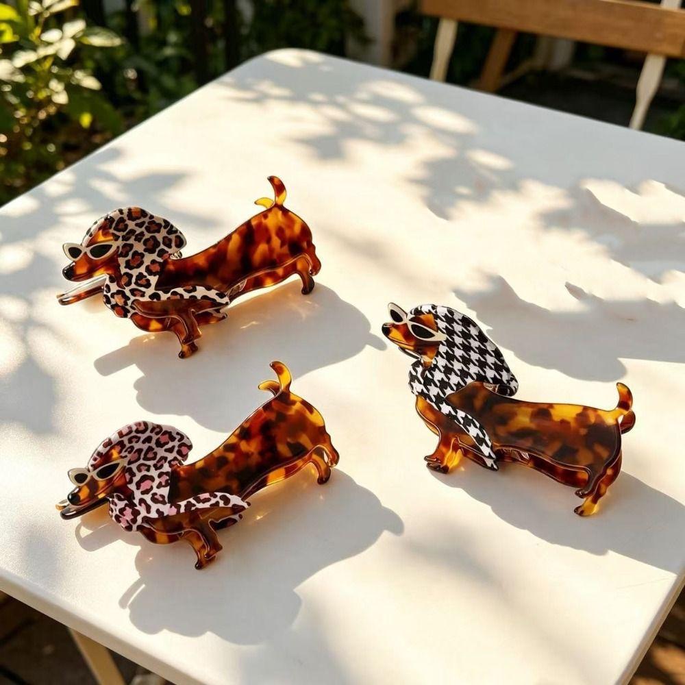 Acetic Acid Sausage Dog Hair Clip Animals Cartoon Hairpin Sweet Dachshund Hair Claw Travel
