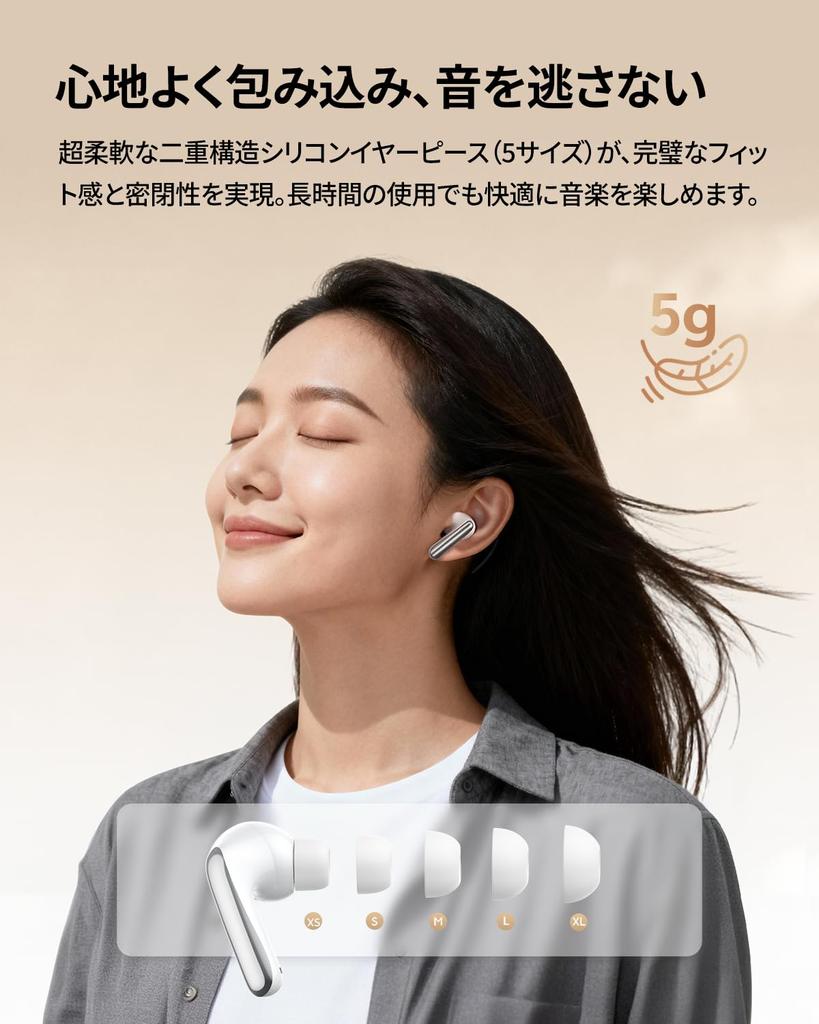 QCY MeloBuds N60 Wireless 56dB Noise Dual LDAC Bluetooth Ambient Sound Capture Wear Clear Up to 45 Hours of App IPX5 Technical Standards Certification