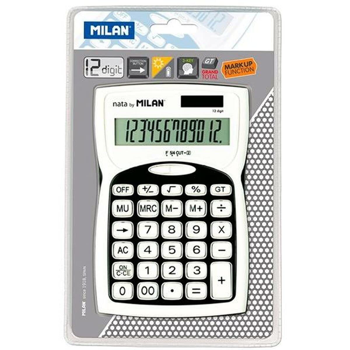 

MILAN 12 digit calculator 152012BL white x black
