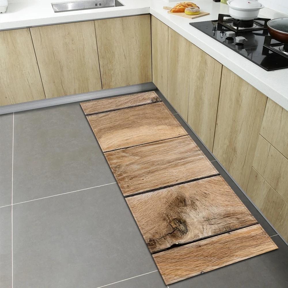 Wood Grain Floor Pattern Home Kitchen Floor Mat Door Front Decoration Floor Mat
