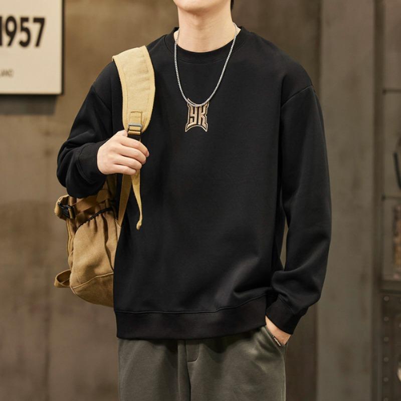 

Осенняя новая толстовка мужская вышитая пуловер базовый простой ретро универсальный модный спортивный повседневный топ для мужчин 4XL