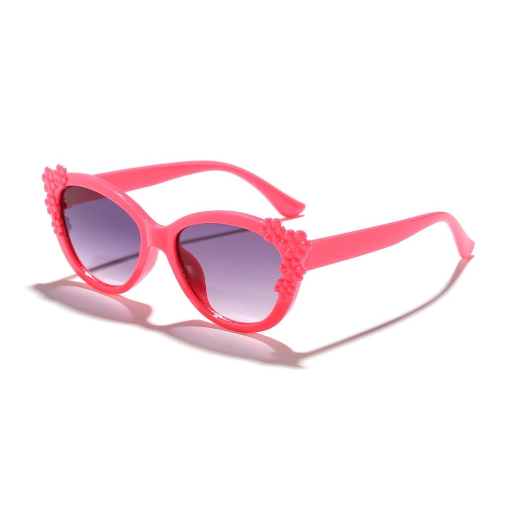 Colorful Cat Eye Sunglasses: Adorable Sticker Round Frame, Gradient Tint Glasses, Trendy Eyewear