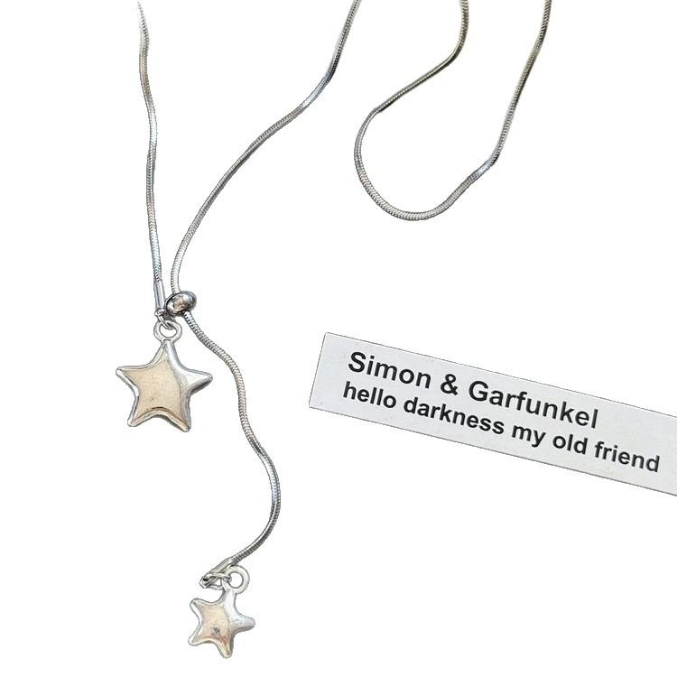 Galaxy To the Appointment Korean Silver Star Pull Necklace Women's Niche Long Sweater Chain High-end Autumn and Winter Accessories