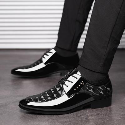Mens Shoes Men Formal Shoe Black Patent Leather Men Lace Up Point Toe Business Casual Men Wedding Party Office Man