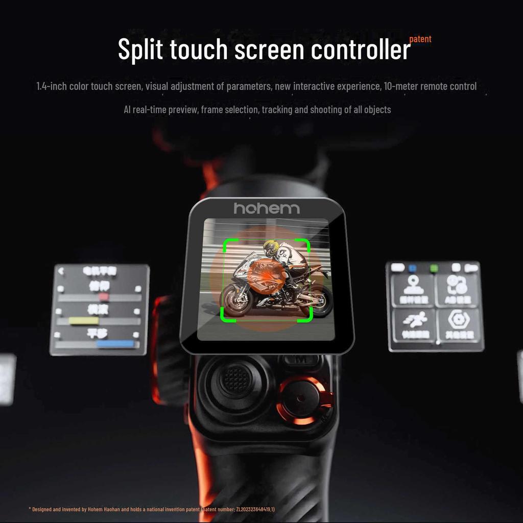 Cardan mobile Haohan M7: Suivi IA, stabilisation 3 axes, rotation 360°, perche à selfie portable