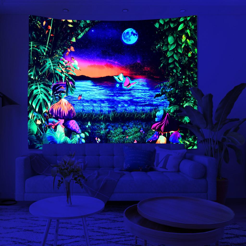 Fluorescent Wall Hanging Tapestry Aesthetic Interior Decoration Uv  Bedroom Dormitory