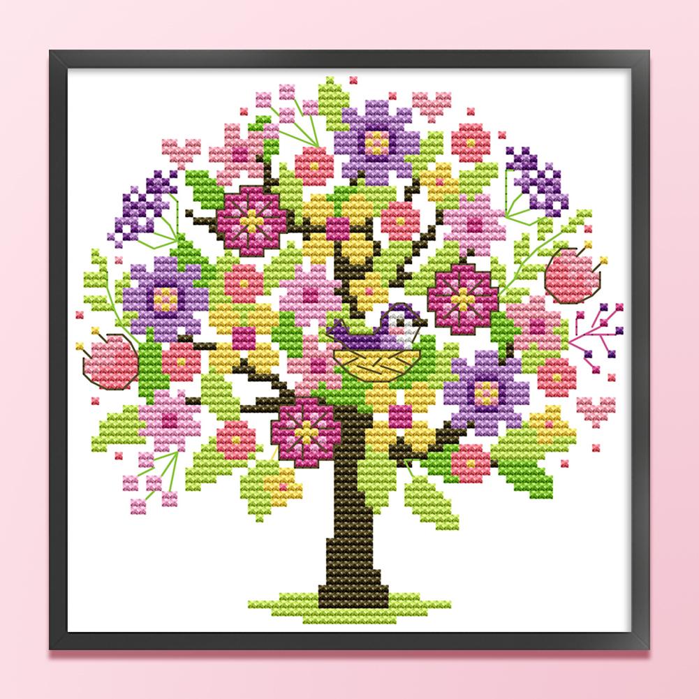 Partial Embroidery Eco-cotton Thread 14CT Printed Tree Cross Stitch Kit