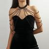 Handmade Jewelry Imitation Pearls Shoulder Chain Round Bead Black/White Beads Body Chain Jewelry Multi Layer Elegant