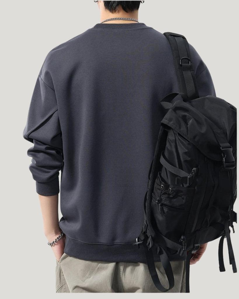 Long Plus Simple and Round Solid Loose Dark [foveitaa] Men's Fall/Winter Sweatshirt, Sleeve, Size, Stylish, Collar, Popular, Color, Pullover, Cool,