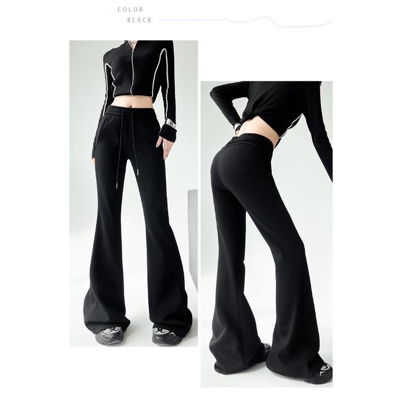 Autumn Winter Women Fashion Micro-pull Pants New Drawstring Sports Casual Sweatpants Solid Color Flared Pants Casual Street Wear Trousers 2339