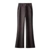 Women's Khaki Wool Flare Pants, High Waist Slim Fit, Spring/Autumn 2024