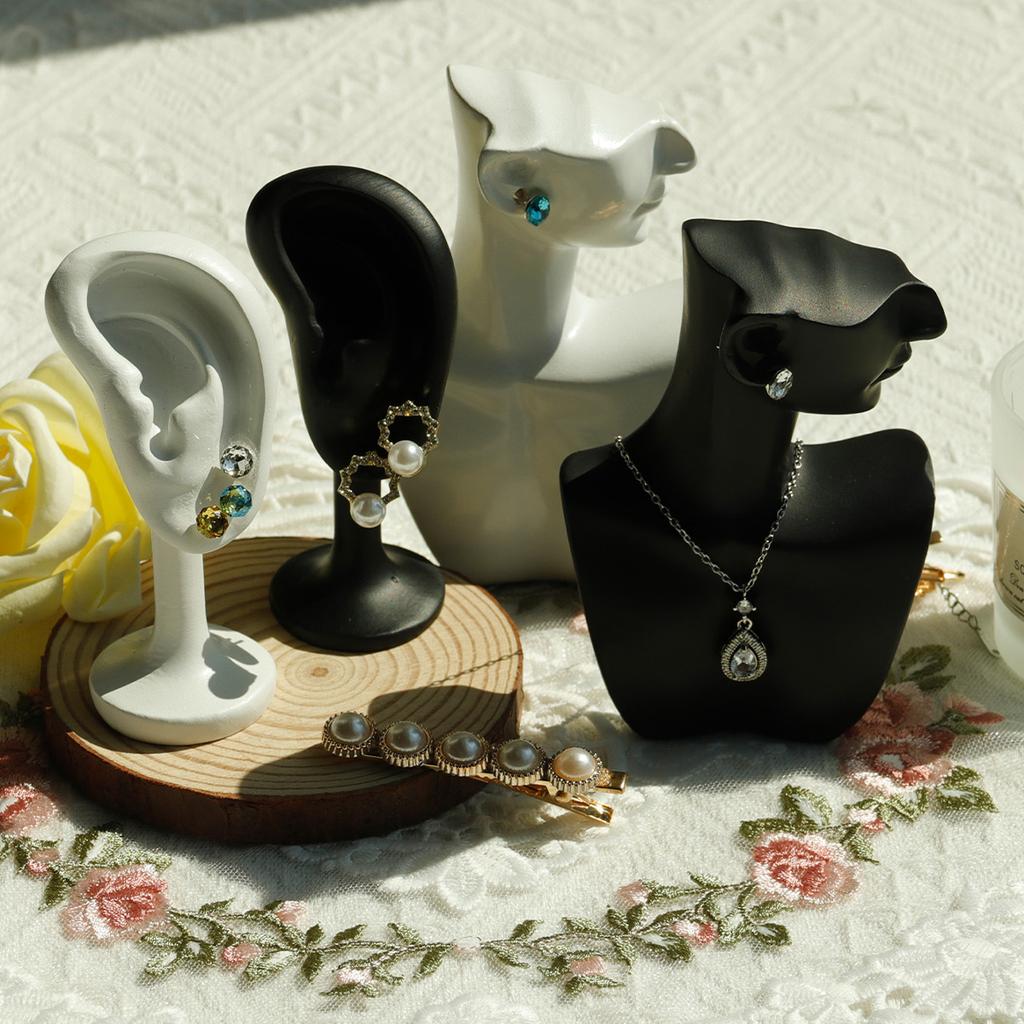 1pc Resin Side Face Mannequin Jewelry Display Stand Head Bust Portrait Necklace BraceletS Earrings Jewellery Storage Rack Holder
