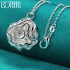 DOTEFFIL 925 Sterling Silver Rose Flower Pendant Necklace for Women Wedding Party Fashion Jewelry