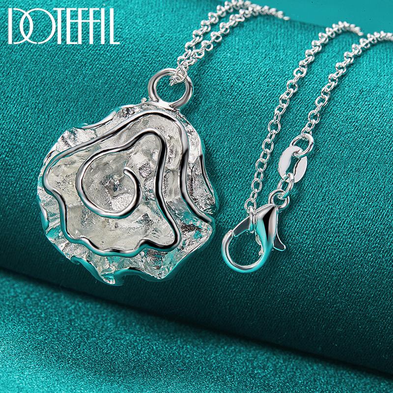 DOTEFFIL 925 Sterling Silver Rose Flower Pendant Necklace for Women Wedding Party Fashion Jewelry