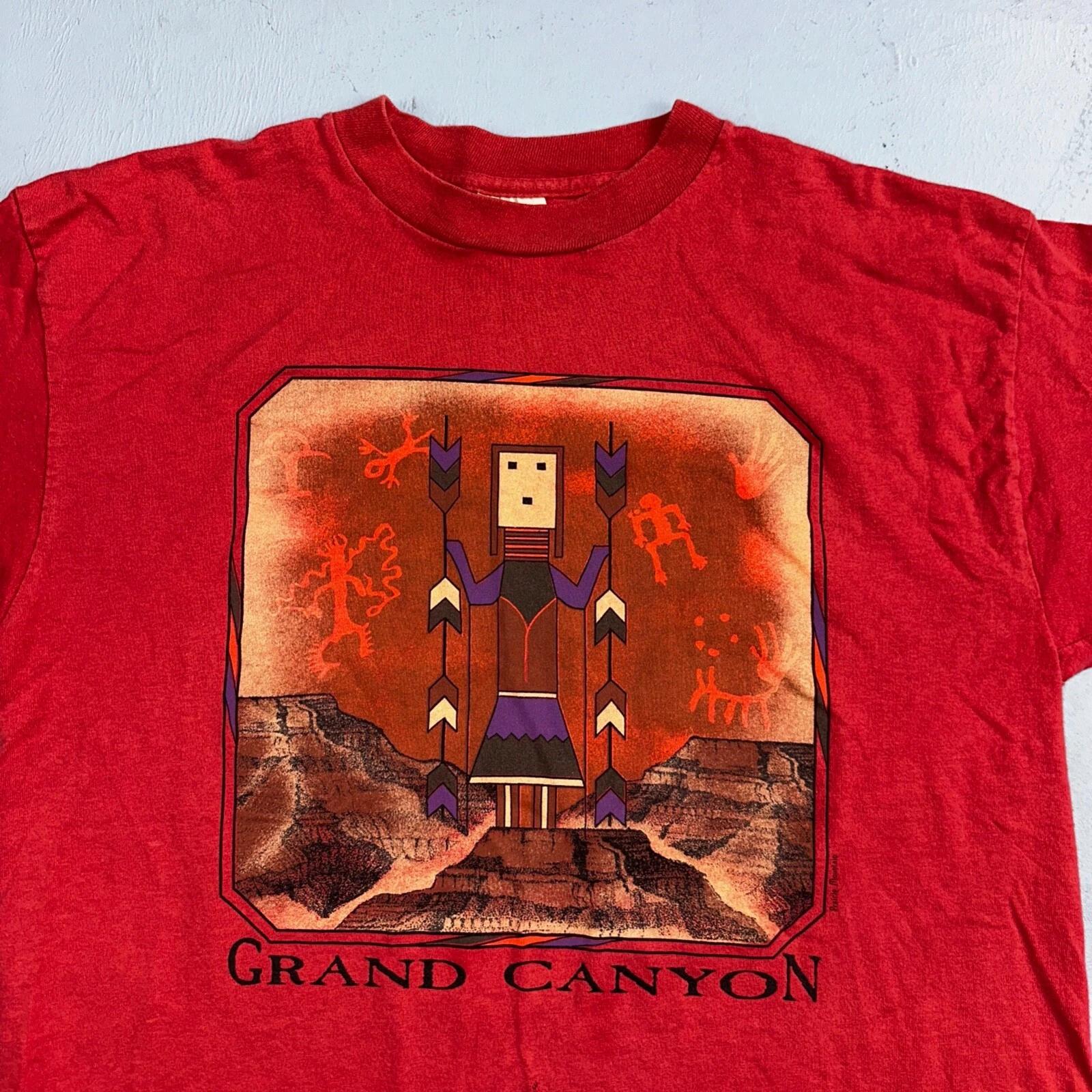 Grand Canyon 90s Single Stitch VTG T Shirt USA Tribal Red Spirits Culture Art S
