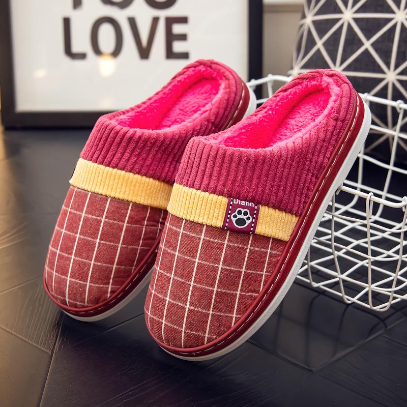 "Plüsch-Baumwollpantoffeln für Damen & Herren, Dicke Sohlen, Große Größe, Rutschfest, Indoor, Herbst/Winter"